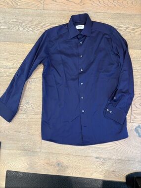 Eton Men's Deep Navy Dress Shirt - Solid Poplin